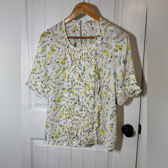 Lucky Brand Floral Ruffle Blouse - White and Yellow - Picture 10 of 11